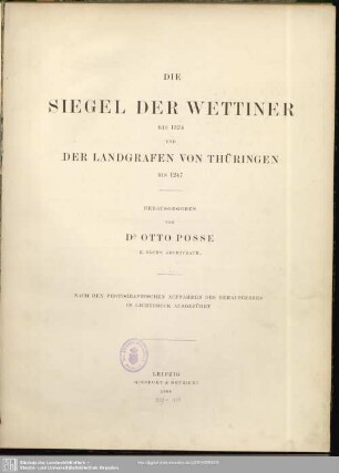 [1]: Die Siegel der Wettiner bis 1324 und der Landgrafen von Thüringen bis 1247