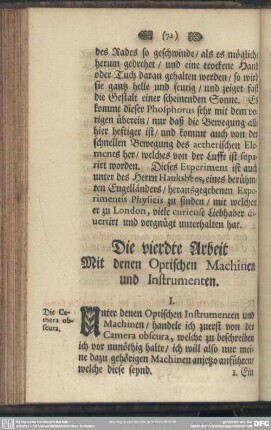 Die vierdte Arbeit, mit denen Optischen Machinen und Instrumenten