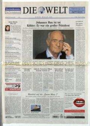 Tageszeitung "Die Welt" zum Tod von Johannes Rau