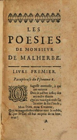 Poësies de M. François de Malherbe ...