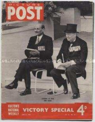 Britische Wochenzeitung "Picture Post" mit Attlee und Churchill auf dem Titelblatt