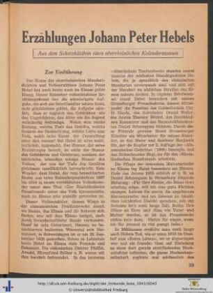 Erzählungen Johann Peter Hebels.