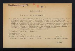 Zwei Messen für ein- und vierstimmigen Chor mit Orgelbegleitung : op. 28 : No. 1