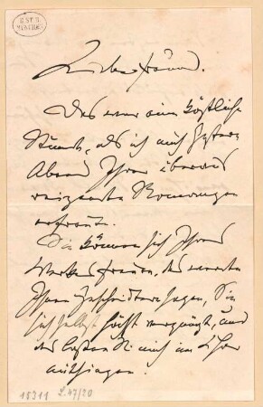 Johannes Brahms (1833 - 1897) Autographen: Briefe von Johannes Brahms an verschiedene Adressaten - BSB Autogr.Cim. Brahms, Johannes, 2. Johannes Brahms (1833 - 1897) Autographen: Brief von Johannes Brahms an Joseph Viktor Widmann - BSB Autogr.Cim. Brahms, Johannes.2