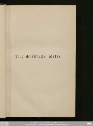 Die christliche Sitte.