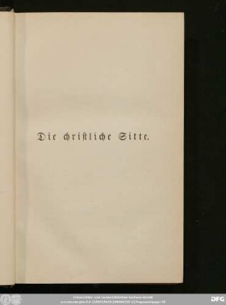 Die christliche Sitte.