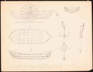 Bootszeichnungen: Ansichten, Schnitte (aus: Architekt. u. techn. Reiseskizzen aus Ost- und Westpreußen, Studienfahrt 1858)