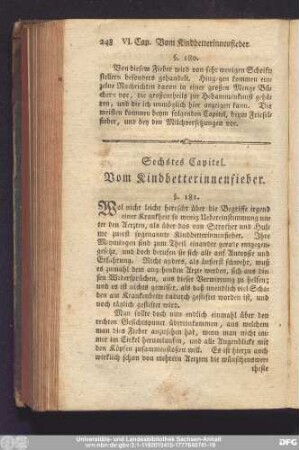 Sechstes Capitel. Vom Kindbetterinnenfieber.