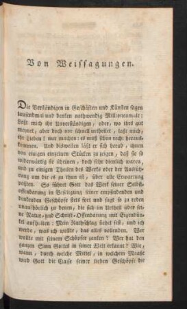 Von Weissagungen.