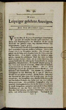 No. 98. Den 6ten December 1790.
