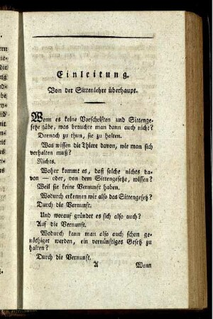 Einleitung. Von der Sittenlehre überhaupt.