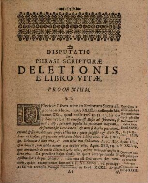 Disputatio De Phrasi Scripturae, Deletionis E Libro Vitae