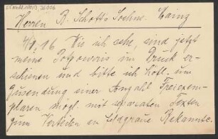 Brief an B. Schott's Söhne : 03.01.1916