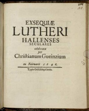 Exsequiae Lutheri Hallenses Seculares