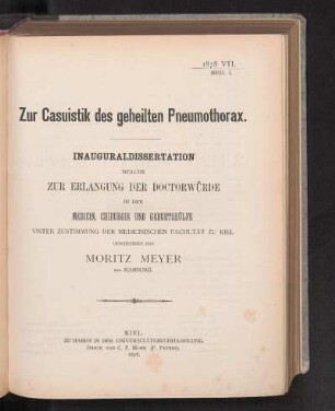 Zur Casuistik des geheilten Pneumothorax.