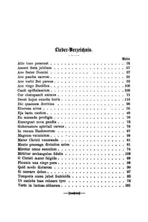 Lieder-Verzeichnis