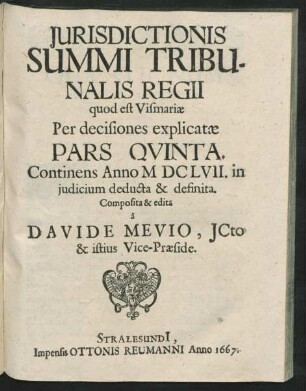5: Continens Anno MDCLVII. in iudicium deducta & definita