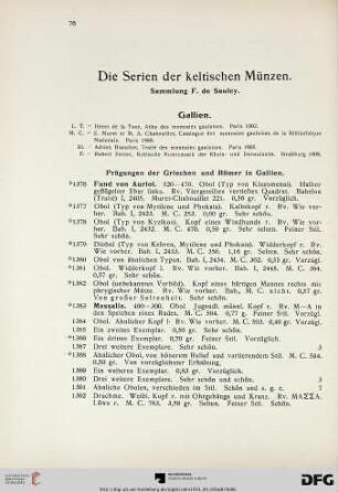 Die Serien der keltischen Münzen (Nr. 1376-2145)
