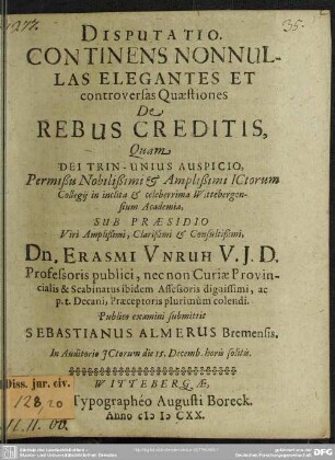 Quaestiones de rebus creditis