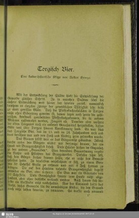 II. Torgisch Bier : Eine kultur-historische Skizze