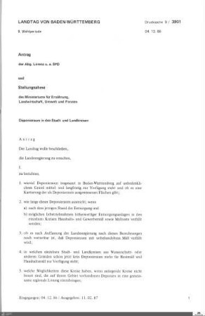 Drucksachen 3901-4100: Anträge, Anfragen, Gesetzentwürfe