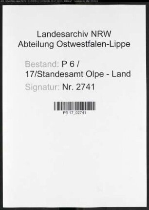 Sterberegister Standesamt Olpe-Land
