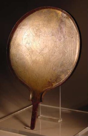 Etruskischer Spiegel: Ringkampf (Talos im Kampf mit den Söhnen des Boreas)