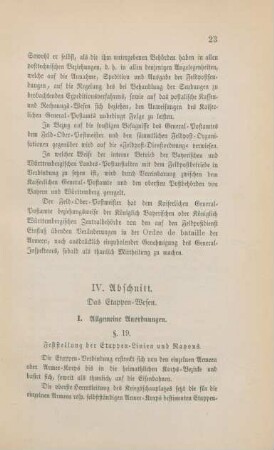 IV. Abschnitt. Das Etappen-Wesen