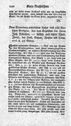 Neue Sammlung auserlesener bisher noch nicht übersetzter Predigten. T.8.