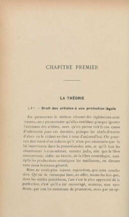 Chapitre premier. La théorie