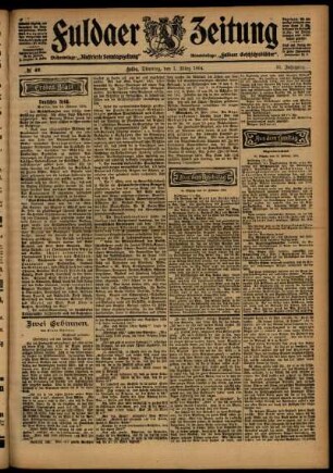 Erste Ausgabe vom Dienstag, den 01. März 1904.