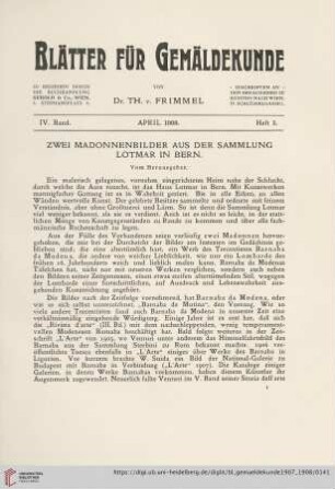 4: Zwei Madonnenbilder aus der Sammlung Lotmar in Bern