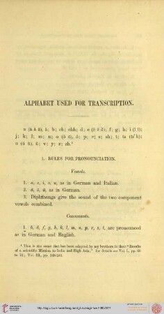 Alphabet used for Transcription