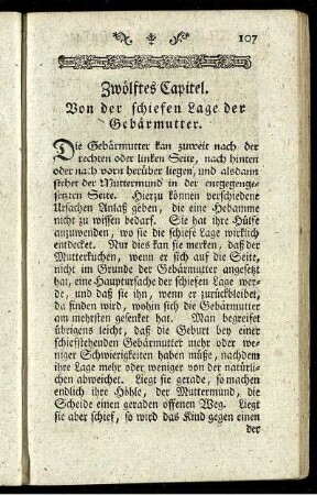 Zwölftes Capitel. Von der schiefen Lage der Gebärmutter.