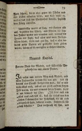 Neuntes Kapitel. Fernere Reise bis Madrit, und lächerliche Begebenheiten mit einem Poeten.