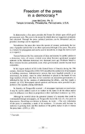 55-64, 5. Freedom of press in a democracy
