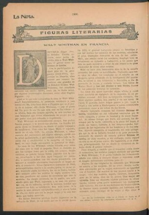 Figuras literarias : Walt Whitman en Francia