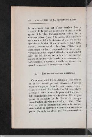 II. Les revendications ouvrières