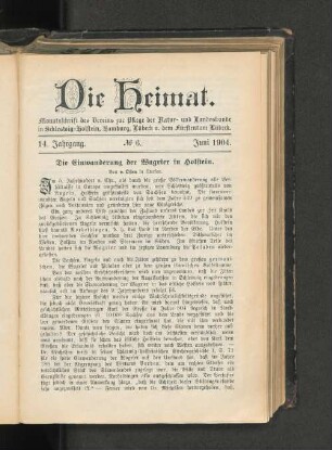 14. Jahrgang. No. 6. Juni 1904.