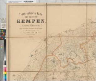 Topographische Karte des Kreises Kempen. Im Auftrag der Kreisstände nach den Generalstabskarten, den Katasterkarten und anderen Materialien bearbeitet von A. Hofacker, Geometer in Ddf. 1883. Lith und Druck des Berliner lith. Instituts