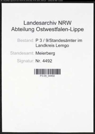 Sterberegister Standesamt Meierberg