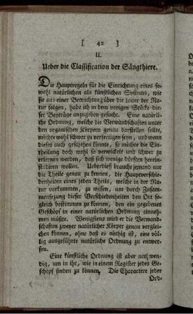 II. Ueber die Classification der Säugethiere.