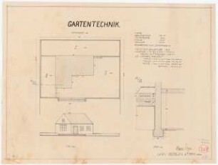 Hausgarten: Grundriss, Ansicht 1:100, Detail