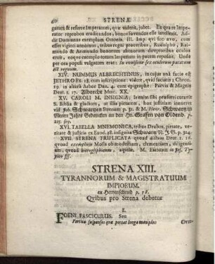 Strena XIII. Tyrannorum & Magistratuum