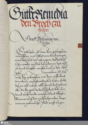 Bl. 77r-83v: Guthe Remedia den Broch czu heilen.