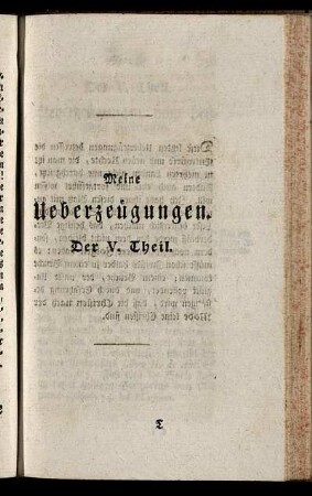 Meine Ueberzeugungen. Der V. Theil.