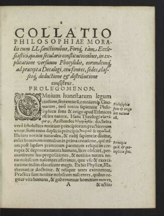 Collatio Philosophiae Moralis ...