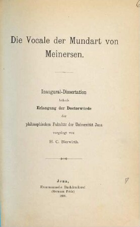 Die Vocale der Mundart von Meinersen