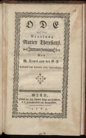 Ode auf die Genesung Marien Theresiens