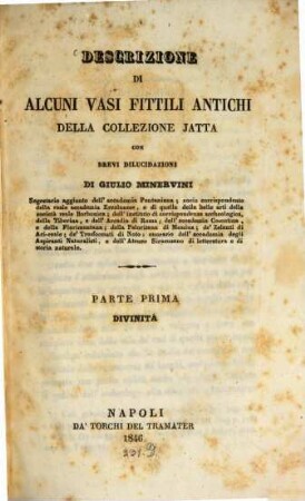 Descrizione di alcuni vasi fittili antichi della collezione Jatta con brevi dilucidazioni : P. 1